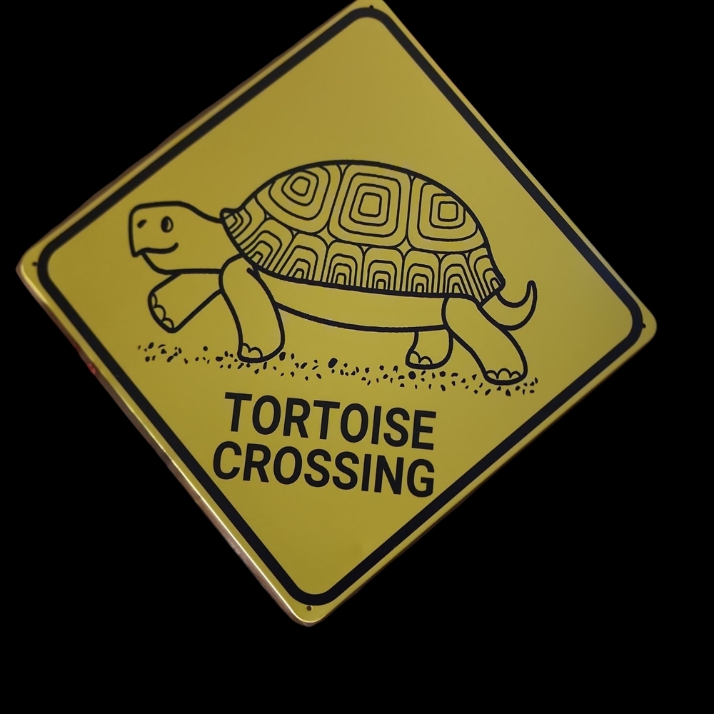 Yellow Tortoise Crossing Sign